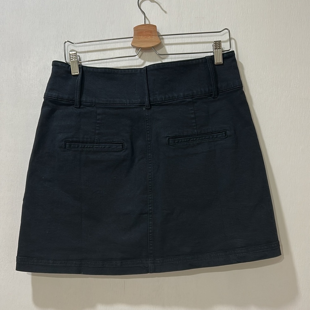 PILCRO WOMENS BLACK A LINE MINI SKIRT BUTTON FRONT BLACK Sz 12 - Picture 2 of 8